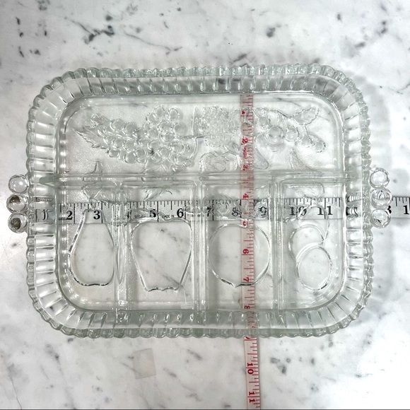 Vintage Indiana Glass Dish Server Fruit Divided - Picture 2 of 5